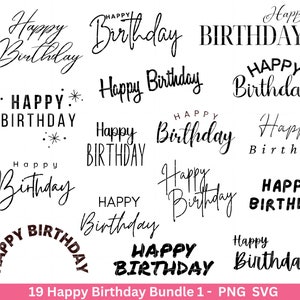 Feliz cumpleaños Plotter archivo svg png - Lettering Cricut Design Element Silhouette Descargar Plotting Bundle - Clipart Vinyl Cut File