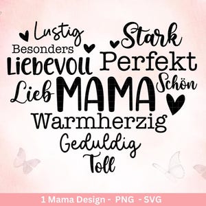 Archivo de trazador para mamá - Día de la Madre SVG - Mamá SVG - Refranes alemanes - Corazón SVG - Archivo de trazador para amor - Archivo láser para mamá - Regalo para mamá - Cricut