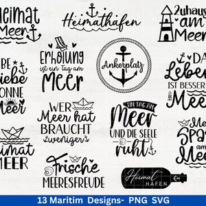 German Nautical Bundle - Moin Plotterdatei - Maritim svg - Nautical Clipart - Leuchtturm svg - Möwen svg - Wilkommen im Norden svg - Cricut
