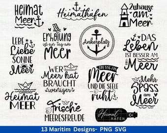 German Nautical Bundle - Hello plotter file - Maritime svg - Nautical Clipart - Lighthouse svg - Seagulls svg - Welcome to the North svg - Cricut