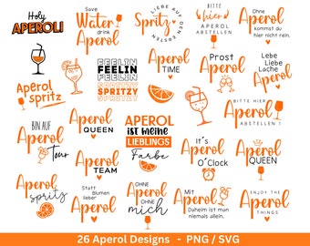 Deutsche Plotterdatei Aperol svg png Bundle - Holy Aperoli svg -  Aperol Spritztour svg - Cricut Silhouette Studio Plotterdatei SVG