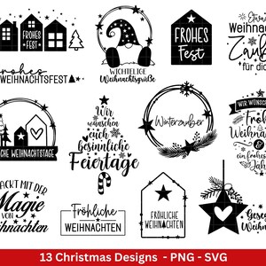 Plotterdatei Weihnachten -  Frohe Weihnachten svg- Schriftzüge Weihnachten deutsch - Silhouette Cricut - Weihnachtshäuser svg - Tannenbaum