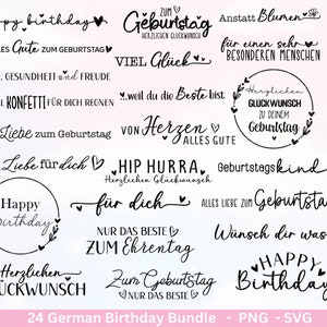 Pacchetto di file plotter compleanno tedesco SVG - detti di compleanno tedesco - sagoma Cricut compleanno - scritte di compleanno - timbro digitale