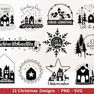 Plotterdatei Weihnachten - Weihnachtshäuser svg - Schriftzüge Weihnachten deutsch - Weihnachten svg - Laserdatei Weihnachten - Cricut svg