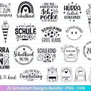 Duits plotterbestand "Eerste schooldag" SVG - Schoolstart SVG - Terug naar school-spreuken - Cricut Silhouette - Cadeau voor de eerste schooldag PNG