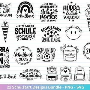 Deutsche Plotterdatei Einschulung svg png - Schulstart svg -  Schulanfang Sprüche - Cricut Silhouette - Einschulung Geschenk Schulanfang png
