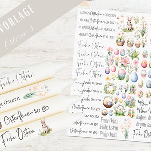 Ostern Kerzen PDF Vorlage - Kerzentattoo Kerzensticker - Frohe Ostern - Osterkerzen Geschenk - Kerzen gestalten Ostern - Geschenk DIY
