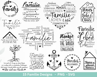 Plotter file family - Plotter file heart svg - Family svg - German sayings - Plotter file home - Laser file welcome - Gift family