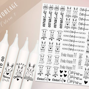 Easter candles PDF template - candle tattoo candle stickers - Happy Easter - Easter candles gift - design candles Easter - gift DIY