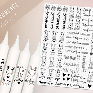 Paaskaarsen PDF-sjabloon - kaars tattoo kaarsstickers - Vrolijk Pasen - Paaskaarsen cadeau - ontwerp kaarsen Pasen - cadeau DIY