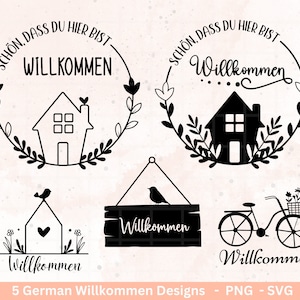 Archivo de trazador alemán Bienvenido - Spring svg - Es bueno que estés aquí - Cricut Silhouette - Bienvenido svg - Archivo láser Inicio