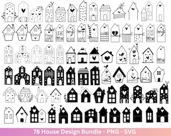 Houses plotter files SVG - Plotter file Home - Christmas Houses SVG - Flower Houses - Silhouette Cricut Download - Laser file Houses