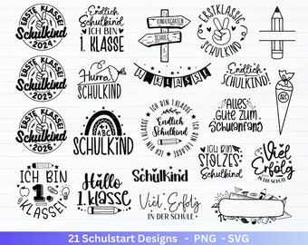 Deutsche Plotterdatei Einschulung svg png - Schulstart svg -  Schulanfang Sprüche - Cricut Silhouette - Einschulung Geschenk Schulanfang png