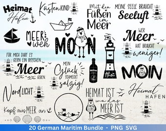 German Nautical Bundle - Hello plotter file - Maritime svg - Nautical Clipart - Lighthouse svg - Seagulls svg - Welcome to the North svg - Cricut