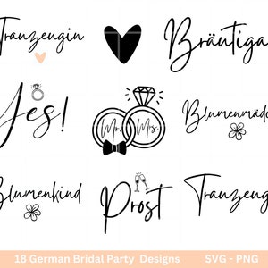 German Bride SVG Bundle Wedding Party Bridesmaid JGA Engagement Party Cricut Silhouette Studio Plotter File SVG Bride Shirts image 2