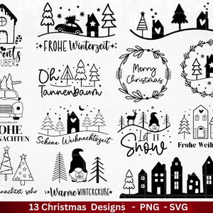 Archivo de trazador alemán Navidad - letras Navidad alemán - Casas de Navidad - archivo de trazador Hogar - magia de invierno - Oh árbol de Navidad