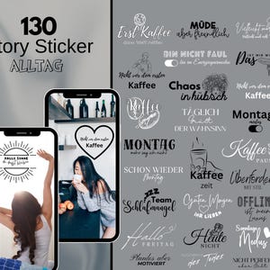 130 Instagram Story Sticker – Deutsch | Alltag | Kaffee | Humor | Home | Storysticker Daily | Basic | Kalligraphie | Guten Morgen | Sprüche