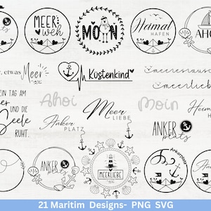 German Nautical Bundle - Moin Plotterdatei - Maritim svg - Nautical Clipart - Leuchtturm svg - Möwen svg - Wilkommen im Norden svg - Cricut