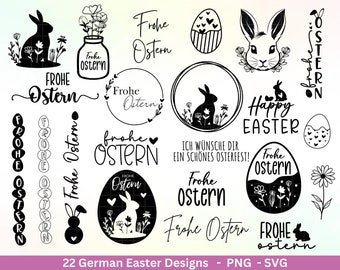 German Easter plotter file bundle SVG - Easter designs in German - Easter Cricut Silhouette - Easter lettering - Digistamp Happy Easter