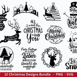 File plotter natalizio - Buon Natale in formato SVG - Scritta natalizia tedesca - Silhouette Cricut - Cervo in formato SVG - File laser natalizio