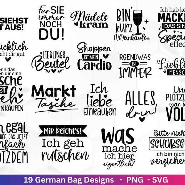 German sayings for bags plotter file - pocket sayings bundle svg - jute bag plotting svg - Cricut Silhouette - One of the Jutes