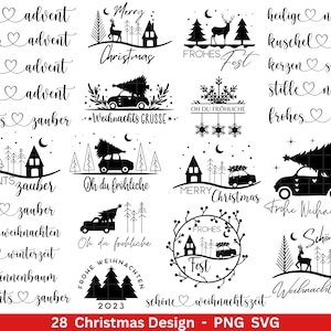 Weihnachten  Plotterdatei Svg Png - Plotterdatei Advent - Schriftzüge Weihnachten deutsch - Silhouette Cricut Download - Weihnachtshäuser