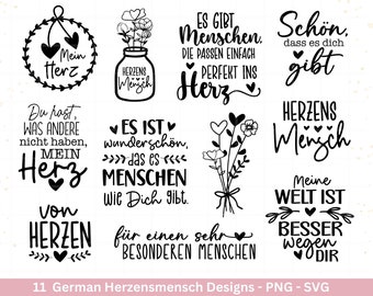 German plotter file Herzensmensch- Danke Svg - Best Friends Svg - From the heart svg Cricut - Lieblingsmensch Svg - It's nice that you exist