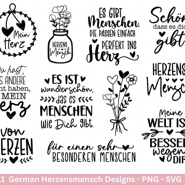 Fichier de traceur allemand Heart Person - Merci Svg - Best Friends Svg - From the Heart svg Cricut - Favorite Person Svg - C'est bien que tu existes