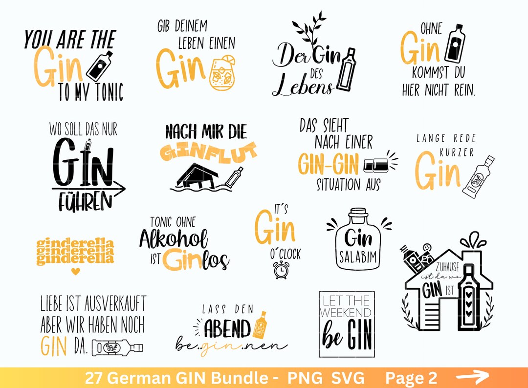 German Gin svg png Bundle Ginsprüche svg deutsche Sprüche svg Alkohol