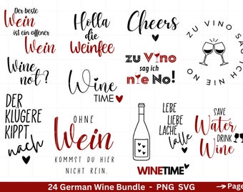German Wein svg png Bundle - Wine svg - Wine Quote Svg - Cricut Silhouette Studio Plotterdatei - Alcohol svg - Wine Sayings svg - Sprüche