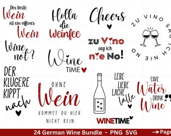 German Wein svg png Bundle - Wine svg -  Wine Quote Svg - Cricut Silhouette Studio Plotterdatei - Alcohol svg - Wine Sayings svg - Sprüche