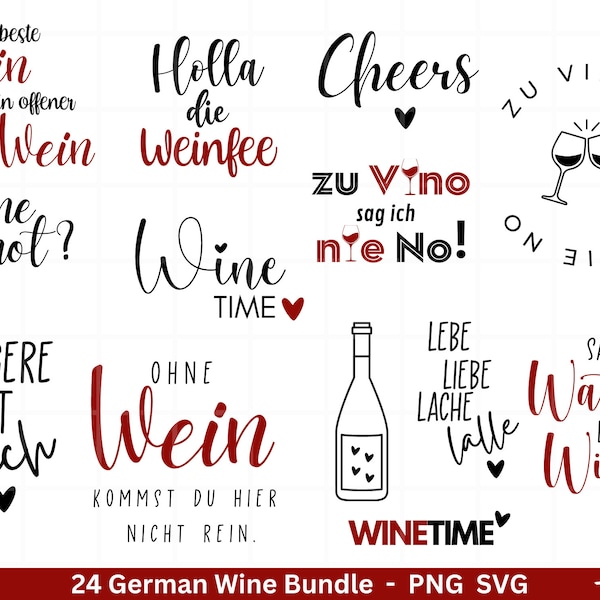 German Wein svg png Bundle - Wine svg -  Wine Quote Svg - Cricut Silhouette Studio Plotterdatei - Alcohol svg - Wine Sayings svg - Sprüche