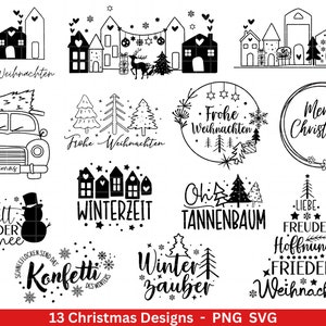 Christmas plotter file svg png - plotter file home - lettering christmas german - silhouette cricut download - christmas houses