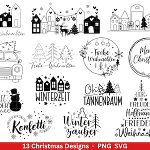 Christmas plotter file svg png - plotter file home - lettering christmas german - silhouette cricut download - christmas houses