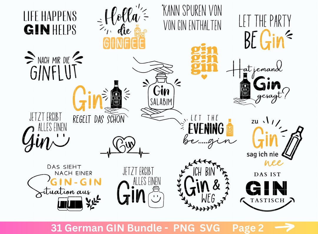 German Gin svg png Bundle Ginsprüche svg deutsche Sprüche svg Alkohol