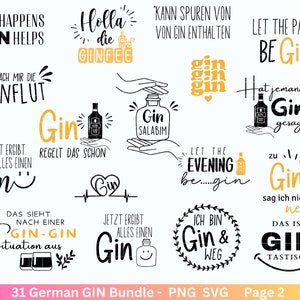 German Gin svg png Bundle - Ginsprüche svg -  deutsche Sprüche svg  - Alkohol svg - Cricut Silhouette Studio Plotterdatei SVG -  Digital