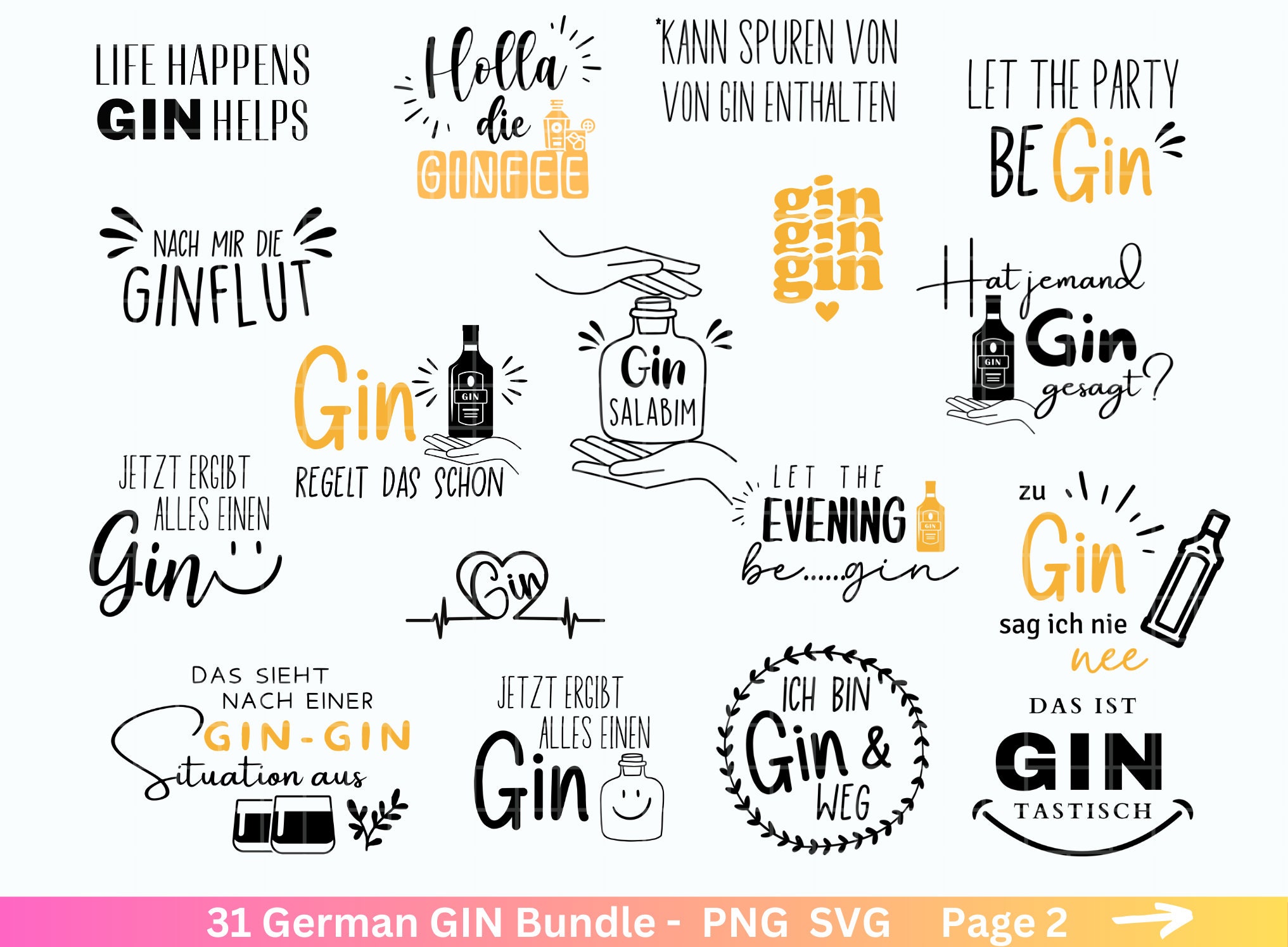 German Gin svg png Bundle Ginsprüche svg deutsche Sprüche Etsy.de