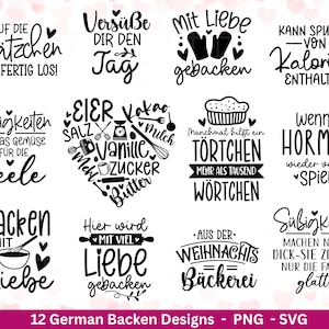 Archivo de trazador alemán para hornear - paquete SVG para hornear - galletas SVG - refranes alemanes para hornear - archivo de trazador SVG para Cricut Silhouette Studio