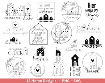 Plotterdatei Home svg -  Zuhause Schriftzug Sprüche svg - Clipart Plotterdatei Deutsch - Cricut Silhouette Studio Plotterdatei - digital