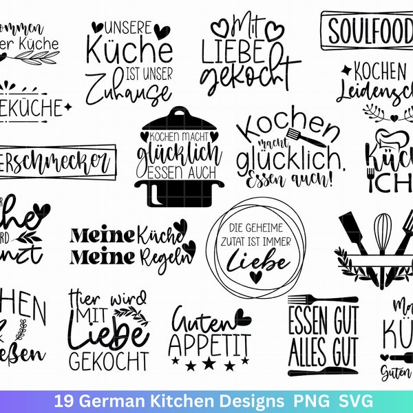 German plotter file kitchen svg - cooking svg bundle - chef svg - German sayings kitchen - Cricut Silhouette Studio plotter file SVG