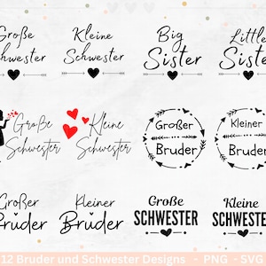 Deutsche Plotterdatei - Große Schwester - Großer Bruder svg -  Kleiner Bruder svg - Baby Shower Geschenk Svg - Geschenk zur Geburt - Cricut