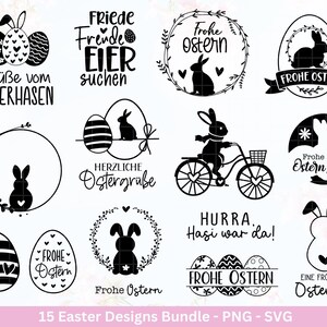 Plotterdatei Ostern - Schriftzüge Ostern - Hase Svg - Ostern Svg  - Osterhase Svg - Laserdatei Ostern - Frühling Plotterdatei  - Osterei Svg
