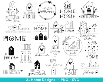 Plotter file Home SVG - Home lettering sayings SVG - Clipart plotter file German - Cricut Silhouette Studio plotter file - digital