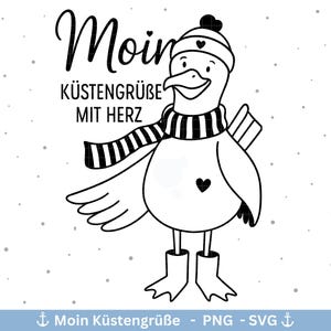 Duits Moin plotterbestand - Maritieme svg - Nautische clipart - Meeuw svg - Kustliefde svg - Cricut SVG - Laserbestand Meeuw - Moin SVG - Anker