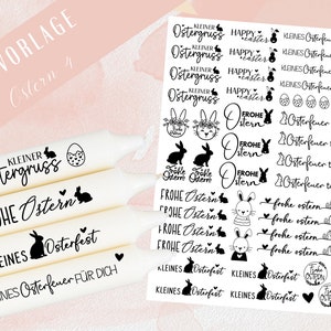 Ostern Kerzen PDF Vorlage - Kerzentattoo Kerzensticker - Frohe Ostern - Osterkerzen Geschenk - Kerzen gestalten Ostern - Geschenk DIY