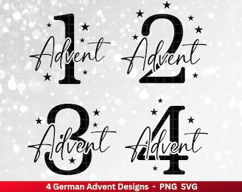 Advent Plotter File Svg Png - Plotter File 1-4 Advent Numbers Svg - Christmas Svg - Silhouette Cricut Download - Christmas Gift