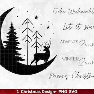 File plotter di Natale in formato SVG PNG - file plotter Luna di Natale - scritte Natale tedesco - Silhouette Cricut Download - Albero di Natale