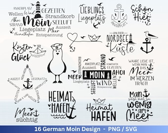 German Nautical Bundle - Hello plotter file - Maritime svg - Nautical Clipart - Lighthouse svg - Seagulls svg - Welcome to the North svg - Cricut