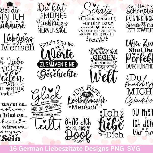 Plotter file love quotes German svg - darling heart svg - love svg - Cricut Silhouette Bundle - I love you clipart - love bundle