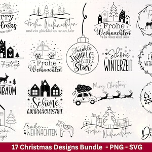 Archivo de trazador navideño - Archivo de trazador de refranes navideños - Letras navideñas en alemán - SVG navideño - Archivo láser navideño - Cricut
